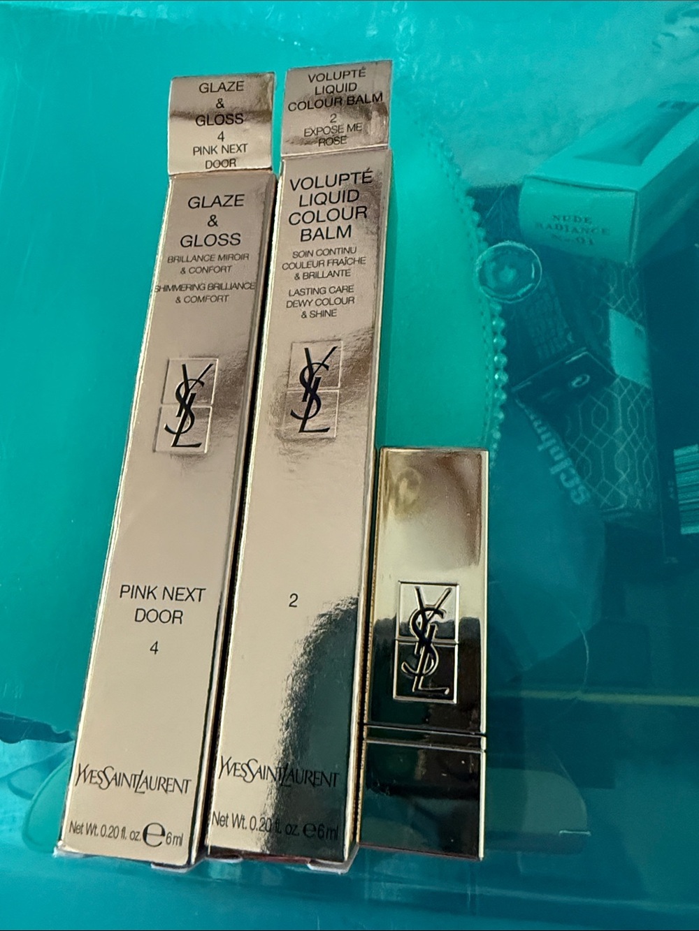 Yves Saint Laurent Gold-Packaged Lip Balm & Gloss Set with Pink Shade